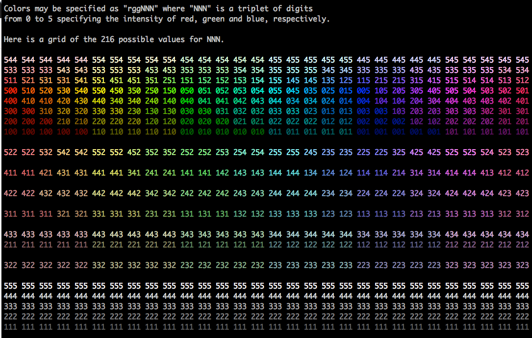 ack RGB color chart